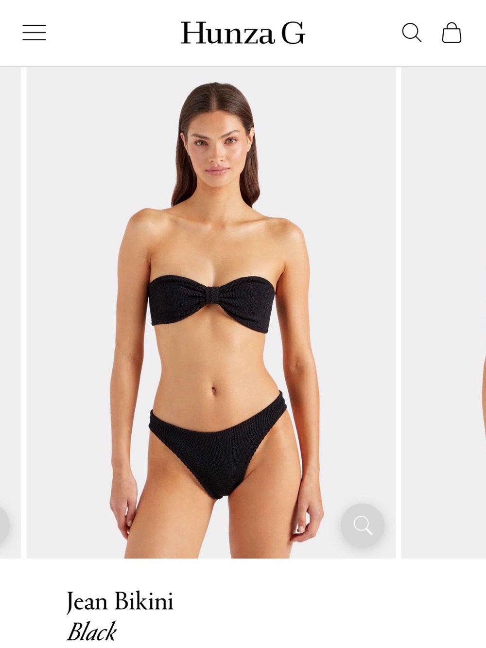 Hunza G Black Textured Strapless Bandeau Bikini - Picture 1 of 10